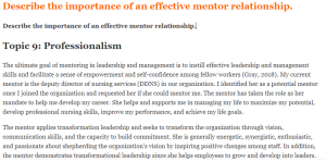 Describe the importance of an effective mentor relationship.