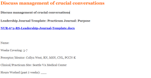 Discuss management of crucial conversations