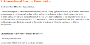 Evidence-Based Practice Presentation