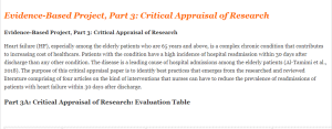 Evidence-Based Project, Part 3 Critical Appraisal of Research