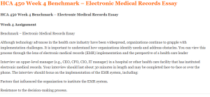 HCA 450 Week 4 Benchmark – Electronic Medical Records Essay