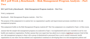 HLT 308 Week 3 Benchmark – Risk Management Program Analysis – Part Two