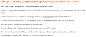 HSC 4010 Week 3 Assignment 2 Epidemiological Case Study Latest