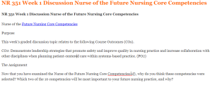 NR 351 Week 1 Discussion Nurse of the Future Nursing Core Competencies