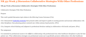 NR 351 Week 3 Discussion Collaborative Strategies With Other Professions