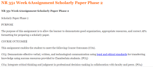 NR 351 Week 6Assignment Scholarly Paper Phase 2