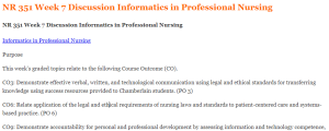 NR 351 Week 7 Discussion Informatics in Professional Nursing