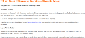 NR 391 Week 7 Discussion Workforce Diversity Latest