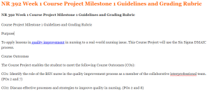 NR 392 Week 1 Course Project Milestone 1 Guidelines and Grading Rubric