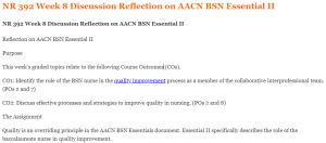 NR 392 Week 8 Discussion Reflection on AACN BSN Essential II
