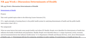 NR 443 Week 1 Discussion Determinants of Health