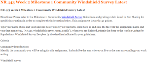 NR 443 Week 2 Milestone 1 Community Windshield Survey Latest