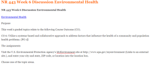 NR 443 Week 6 Discussion Environmental Health