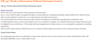 NR 447 Week 5 Discussion Patient Outcomes Latest