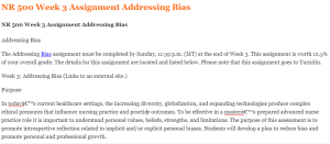 NR 500 Week 3 Assignment Addressing Bias