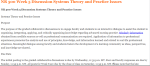 NR 500 Week 5 Discussion Systems Theory and Practice Issues