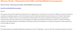 NR 500 Week 7 Discussion Incivility and Healthful Environments