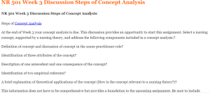 NR 501 Week 3 Discussion Steps of Concept Analysis