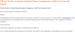 NR 501 Week 4 Concept Analysis Paper Assignment - Self Care Concept Latest