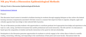 NR 503 Week 2 Discussion Epidemiological Methods