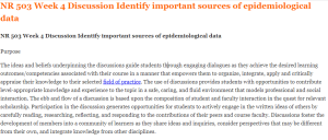 NR 503 Week 4 Discussion Identify important sources of epidemiological data