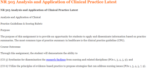 NR 505 Analysis and Application of Clinical Practice Latest