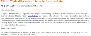 NR 505 Week 5 Discussion Inferential Statistics Latest