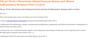 NR 507 Week 1 Discussions Altered Immune System and Altered Inflammatory Response (Part 1) Latest