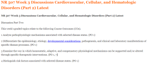 NR 507 Week 3 Discussions Cardiovascular, Cellular, and Hematologic Disorders (Part 2) Latest