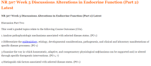 NR 507 Week 5 Discussions Alterations in Endocrine Function (Part 2) Latest