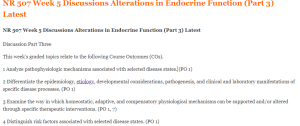 NR 507 Week 5 Discussions Alterations in Endocrine Function (Part 3) Latest