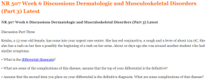 NR 507 Week 6 Discussions Dermatologic and Musculoskeletal Disorders (Part 3) Latest