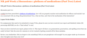 NR 508 Week 2 Discussions 1 plethora of medications (Part Two) Latest