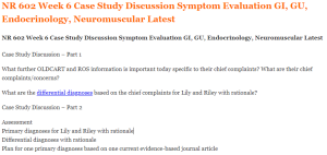 NR 602 Week 6 Case Study Discussion Symptom Evaluation GI, GU, Endocrinology, Neuromuscular Latest