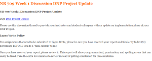 NR 709 Week 1 Discussion DNP Project Update