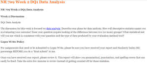 NR 709 Week 2 DQ1 Data Analysis