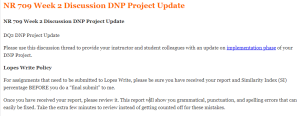 NR 709 Week 2 Discussion DNP Project Update