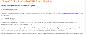 NR 709 Week 3 Discussion DNP Project Update