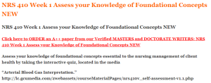 NRS 410 Week 1 Assess your Knowledge of Foundational Concepts NEW