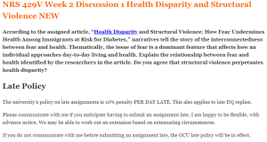 NRS 429V Week 2 Discussion 1 Health Disparity and Structural Violence NEW