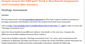 NRS 429V Week 3  Benchmark Assignment NEW