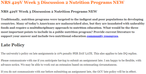 NRS 429V Week 3 Discussion 2 Nutrition Programs NEW