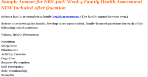 NRS 429V Week 4 Family Health Assessment NEW