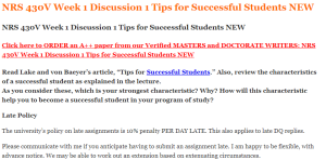 NRS 430V Week 1 Discussion 1 Tips for Successful Students NEW