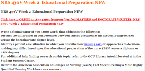 NRS 430V Week 2  Educational Preparation NEW