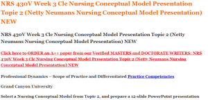 NRS 430V Week 3 Clc Nursing Conceptual Model Presentation Topic 2 (Netty Neumans Nursing Conceptual Model Presentation) NEW