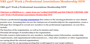 NRS 430V Week 5 Professional Associations Membership NEW