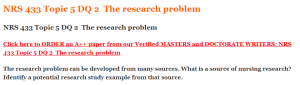 NRS 433 Topic 5 DQ 2  The research problem