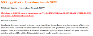 NRS 433 Week 1  Literature Search NEW