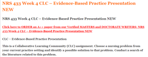 NRS 433 Week 4 CLC – Evidence-Based Practice Presentation NEW